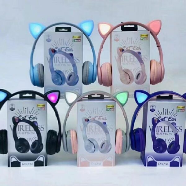 Cat Ears Headphones Flash Light Wireless