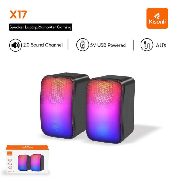 Speaker for computer laptop & pc portable kisonli x-17 gaming rgb & volume control